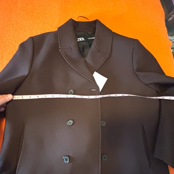 Zara dark brown double breasted button blazer coat NWT - Picture 11 of 14